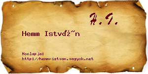 Hemm István névjegykártya